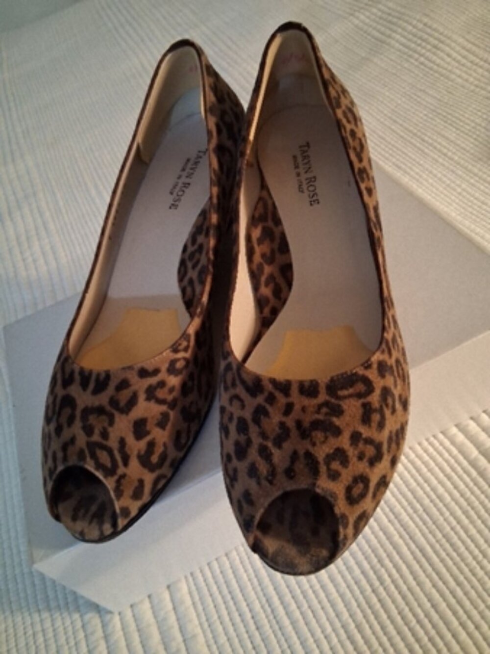 Taryn Rose Leopard Print Calf Hair Wedge Heel Open Toed EU40/US 9-9.5 Runs small